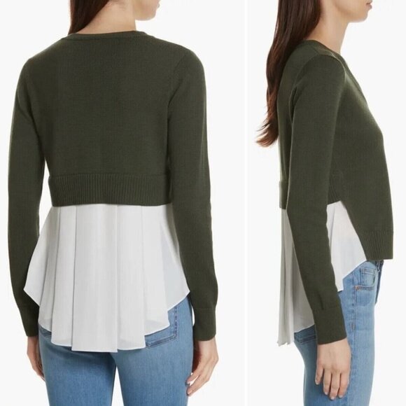 Veronica Beard Concord V Neck Mixed Media Silk & Merino Wool Sweater Size XS - Picture 2 of 7